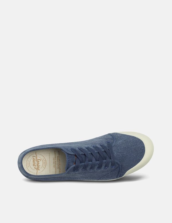 Spring Court G2 Washed Out Vintage Heavy Twill Low Trainers - Blue Spring Court G2 Washed Out Vintage Heavy Twill Low Trainers - Blue