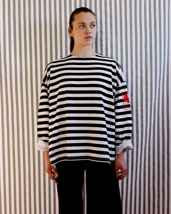 OffSeasonNYC Token Pull Over - Black/White Stripe Jersey OffSeasonNYC Token Pull Over - Black/White Stripe Jersey