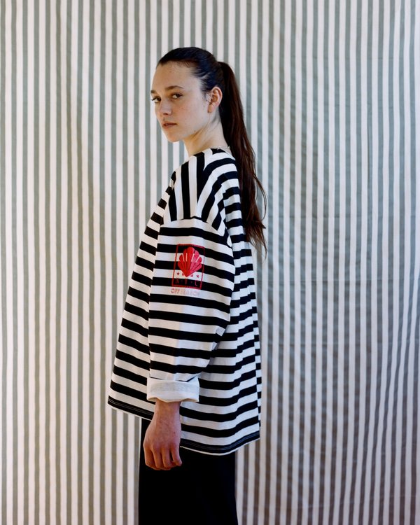 OffSeasonNYC Token Pull Over - Black/White Stripe Jersey OffSeasonNYC Token Pull Over - Black/White Stripe Jersey