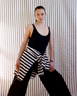 OffSeasonNYC Token Pull Over - Black/White Stripe Jersey OffSeasonNYC Token Pull Over - Black/White Stripe Jersey