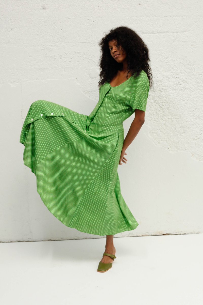 ESPRIT Polka Dot Dress - Green | Garmentory