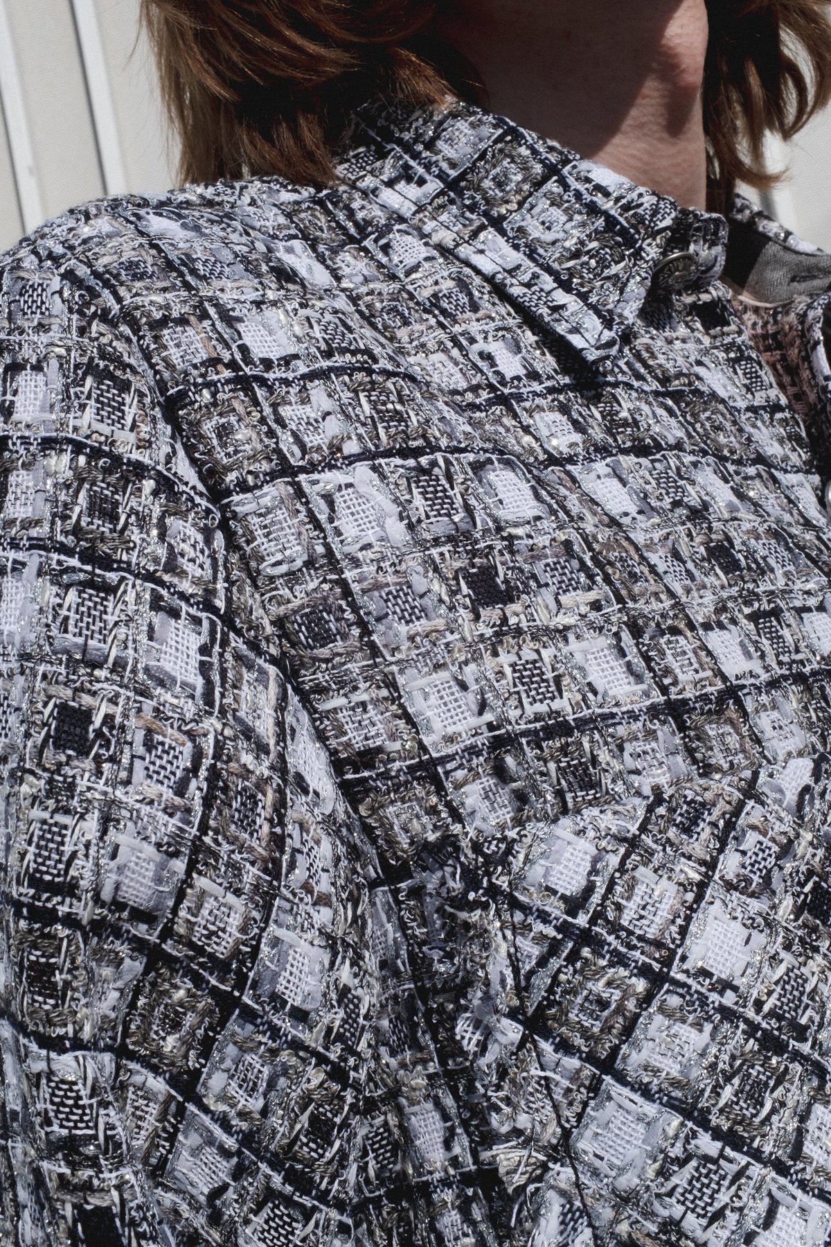Faith Connexion Tweed Crop Fit Overshirt - Black/White | Garmentory