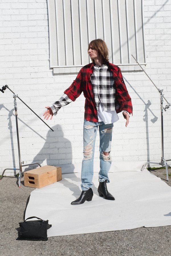 Faith Connexion Dual Layer Oversized Check Shirt - RED | Garmentory