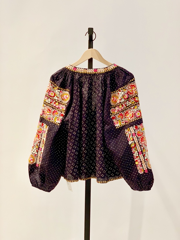 Ulla Johnson embroidered polka dot yara blouse - navy Ulla Johnson embroidered polka dot yara blouse - navy