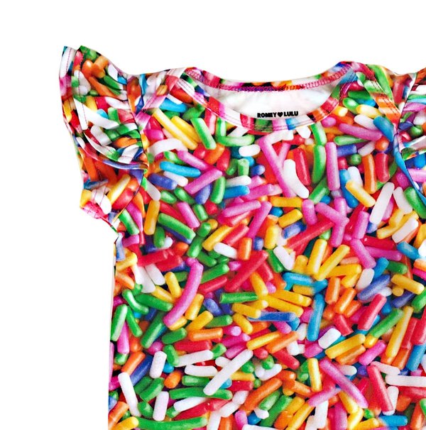 KIDS Romey Loves Lulu Ruffle Short Romper - Rainbow Sprinkles KIDS Romey Loves Lulu Ruffle Short Romper - Rainbow Sprinkles