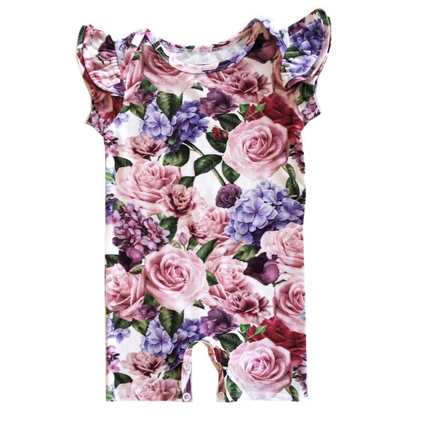 KIDS Romey Loves Lulu Roses Ruffle Short Romper - rose KIDS Romey Loves Lulu Roses Ruffle Short Romper - rose