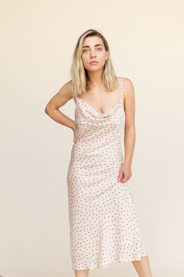 BETWEEN TEN Eleanor Cowl Dress - Ivory Polka BETWEEN TEN Eleanor Cowl Dress - Ivory Polka