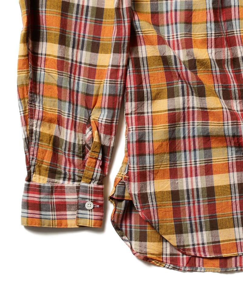 Beams Plus Madras Check Band Color Pullover Shirt - Yellow