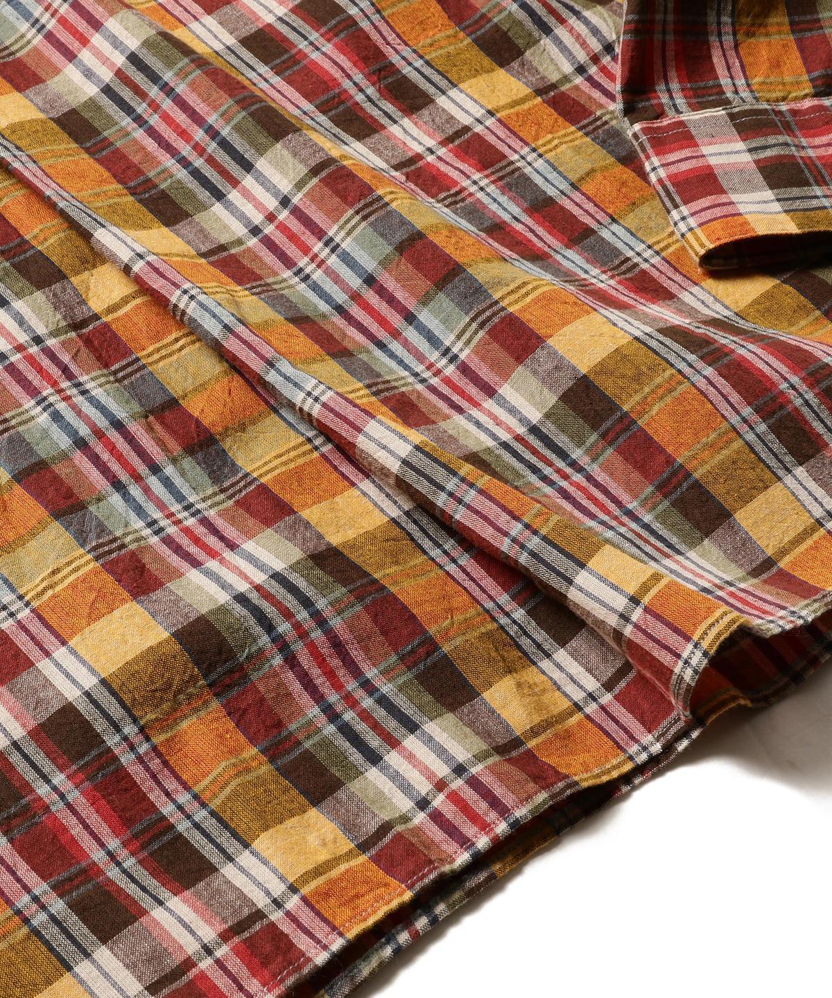 Beams Plus Madras Check Band Color Pullover Shirt - Yellow