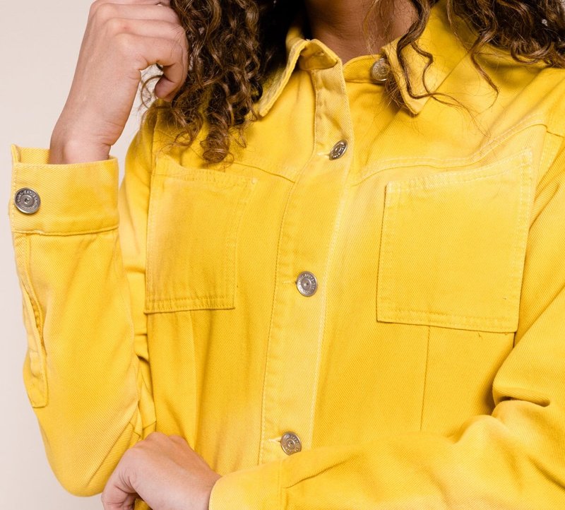 ganni yellow denim dress Dress in Yellow Printed Denim