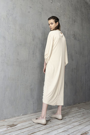 K M by L A N G E DRAPED SHTORA DRESS - CREAM K M by L A N G E DRAPED SHTORA DRESS - CREAM