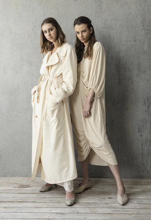 K M by L A N G E DRAPED SHTORA DRESS - CREAM K M by L A N G E DRAPED SHTORA DRESS - CREAM