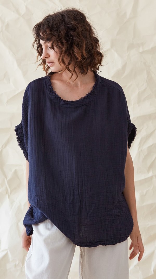 The Black Gauze Roll-Up Top main image 1