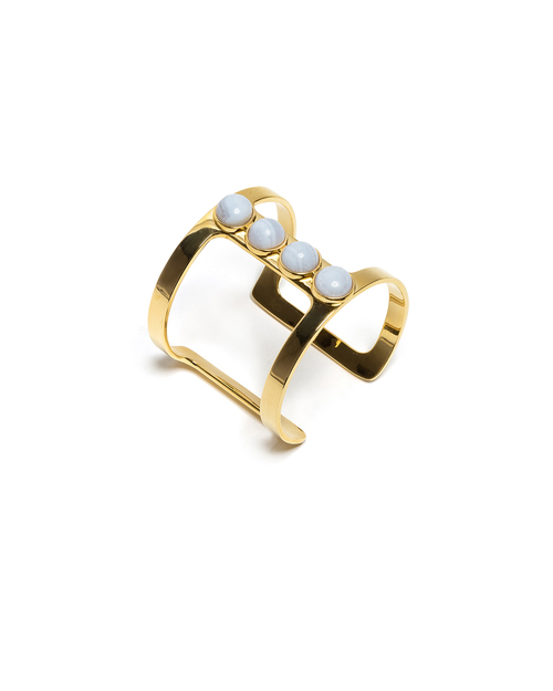 Lizzie Fortunato Pebble T-Bar Cuff in Blue Lace Agate Lizzie Fortunato Pebble T-Bar Cuff in Blue Lace Agate
