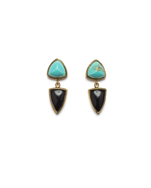 Lizzie Fortunato Graphic Shield Earrings in Aqua Lizzie Fortunato Graphic Shield Earrings in Aqua