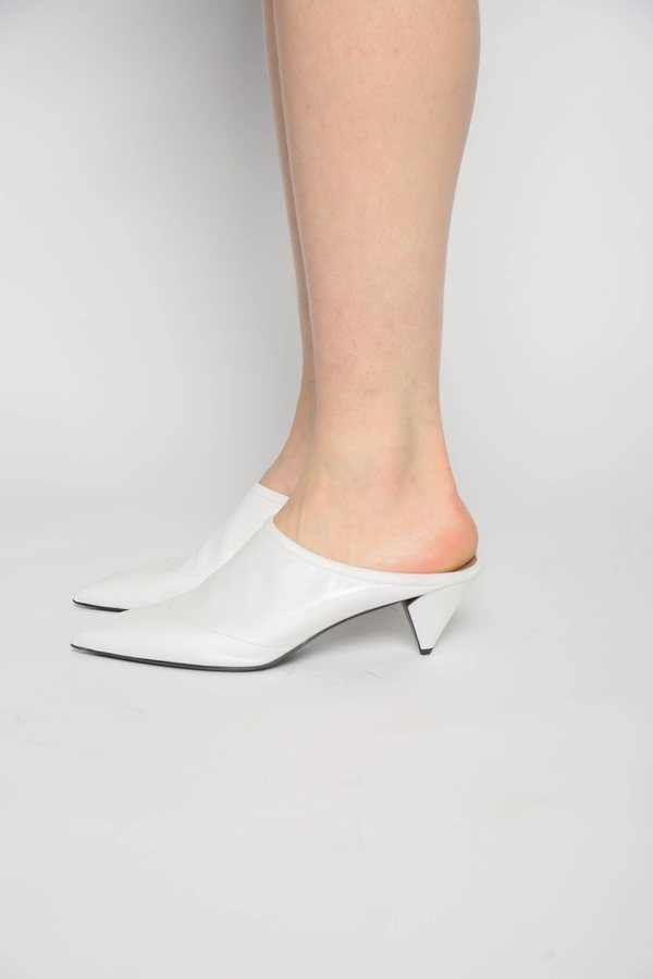 white pointed mule