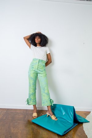 Suzanne Rae Bow Pant - bright green floral Suzanne Rae Bow Pant - bright green floral