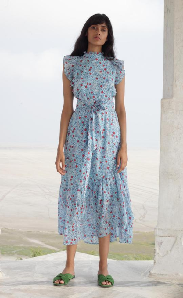 Banjanan Bulbul Dress - Delph Bird Wave