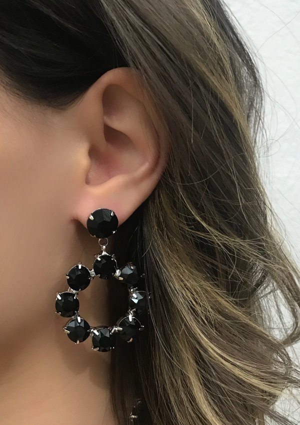 Joomi Lim Crystal Earrings - Rhodium/Black Joomi Lim Crystal Earrings - Rhodium/Black