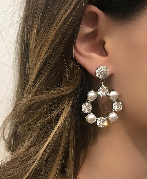 Joomi Lim Crystal Earrings W/ Pearls - Rhodium/Crystal/White Joomi Lim Crystal Earrings W/ Pearls - Rhodium/Crystal/White