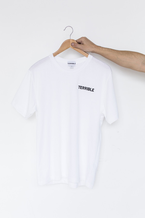 Men's Terrible Records Cotton Embroidered T-shirt - White Men's Terrible Records Cotton Embroidered T-shirt - White