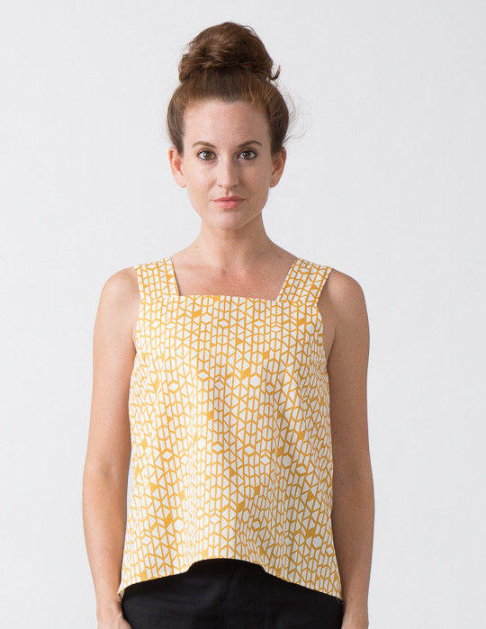 SBJ Austin A Tank in Yellow/White print SBJ Austin A Tank in Yellow/White print