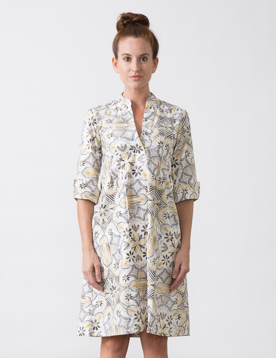 SBJ Austin Ellen Dress in Yellow/Grey Print SBJ Austin Ellen Dress in Yellow/Grey Print