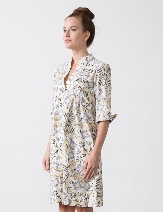 SBJ Austin Ellen Dress in Yellow/Grey Print SBJ Austin Ellen Dress in Yellow/Grey Print