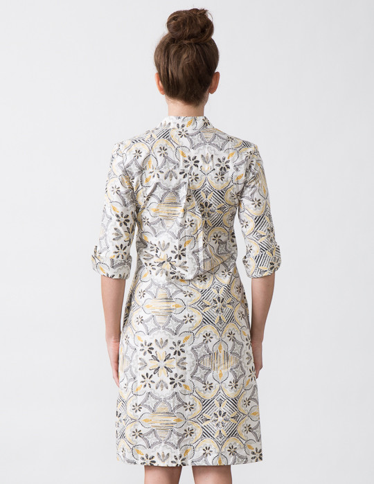 SBJ Austin Ellen Dress in Yellow/Grey Print SBJ Austin Ellen Dress in Yellow/Grey Print