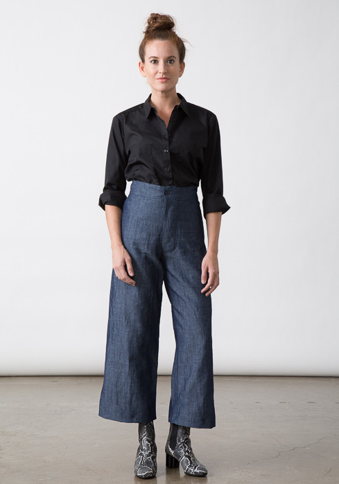 SBJ Austin Jane Top in Black Italian Poplin SBJ Austin Jane Top in Black Italian Poplin