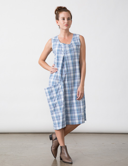 SBJ Austin Olivia Dress in Blue Plaid SBJ Austin Olivia Dress in Blue Plaid