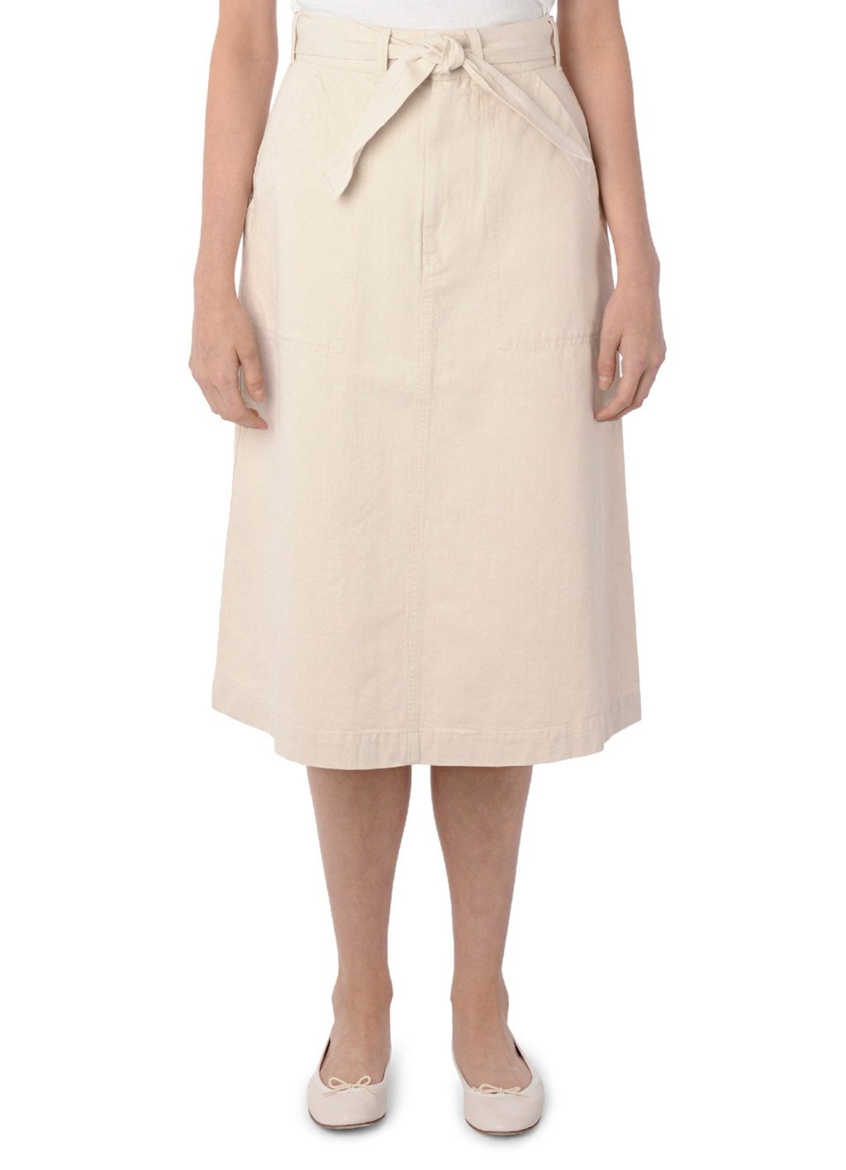 Margaret Howell｜SKIRTS (MHL BUTTON BELT SKIRT - OFF BLA Off black cotton Button Belt Skirt | MHL. by Margaret Howell
