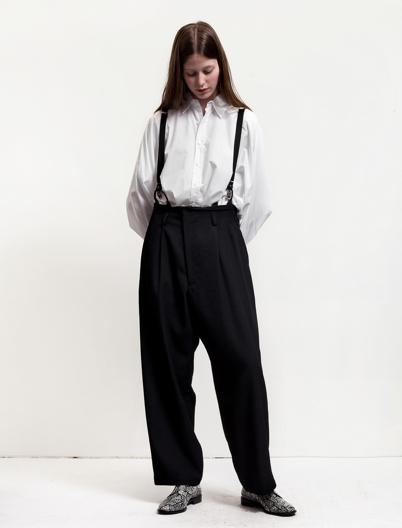 IORE イオレ SUSPENDERS PANTS ブラック 36 T/W GABARDINE SUSPENDER PANTS WITH TRIANGLE GUSSET – THE