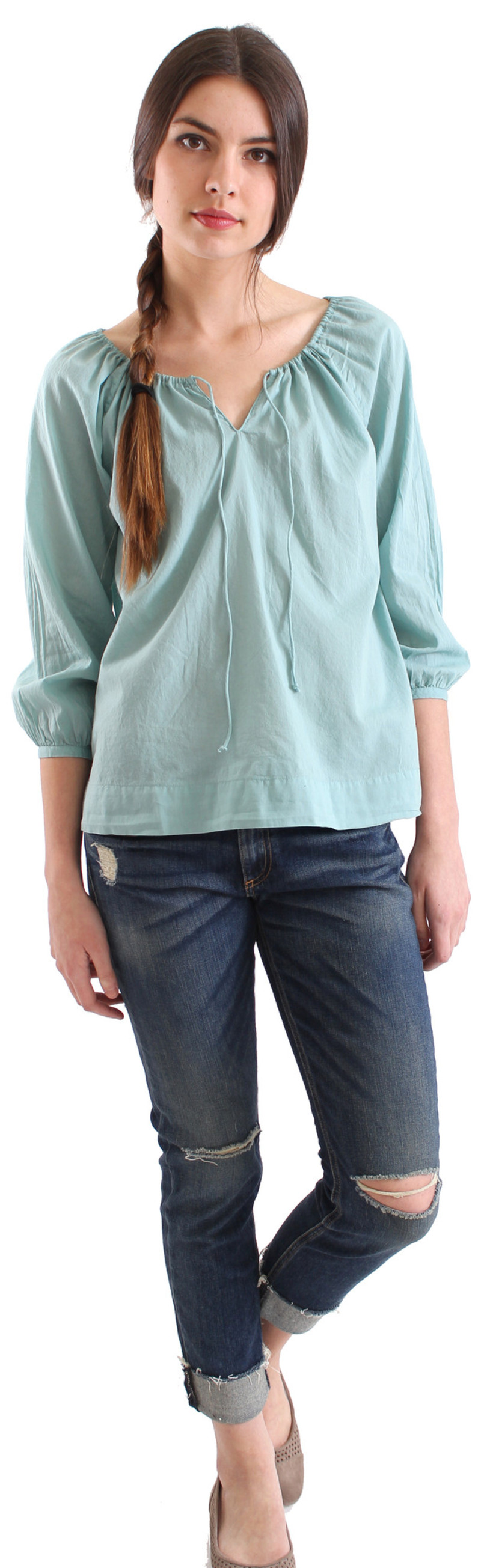 turquoise peasant blouse