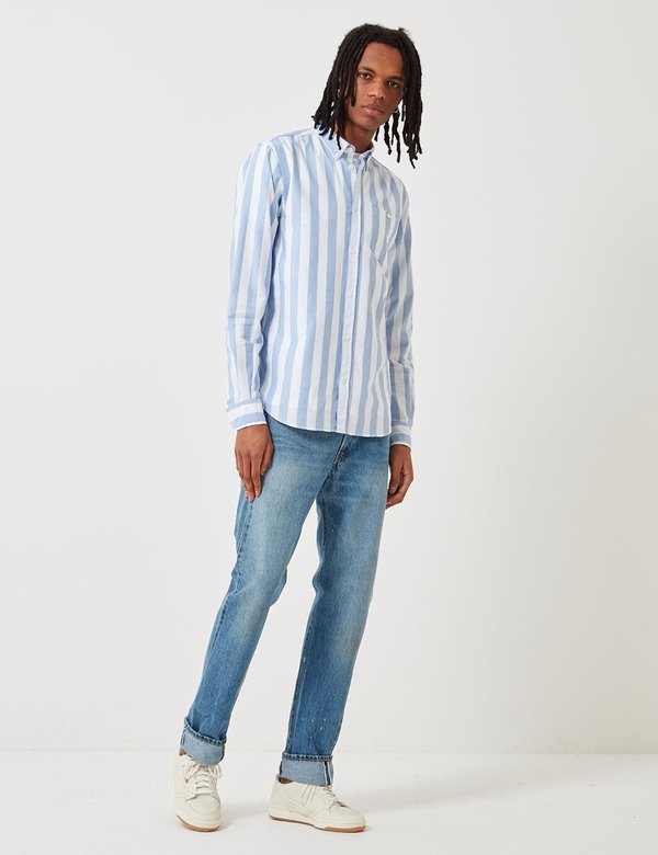 Norse Projects Anton Wide Stripe Oxford Shirt - Pale Blue Norse Projects Anton Wide Stripe Oxford Shirt - Pale Blue