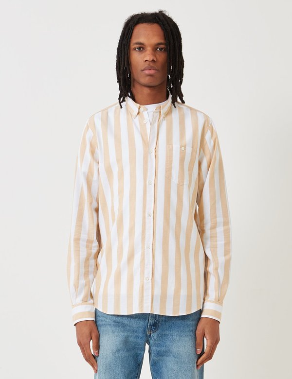 Norse Projects Anton Wide Stripe Oxford Shirt - Sunwashed Yellow Norse Projects Anton Wide Stripe Oxford Shirt - Sunwashed Yellow