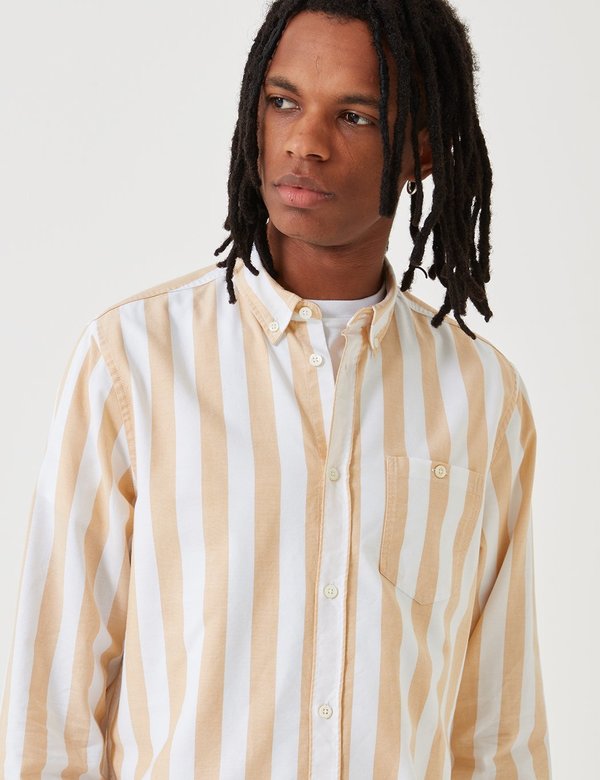 Norse Projects Anton Wide Stripe Oxford Shirt - Sunwashed Yellow Norse Projects Anton Wide Stripe Oxford Shirt - Sunwashed Yellow