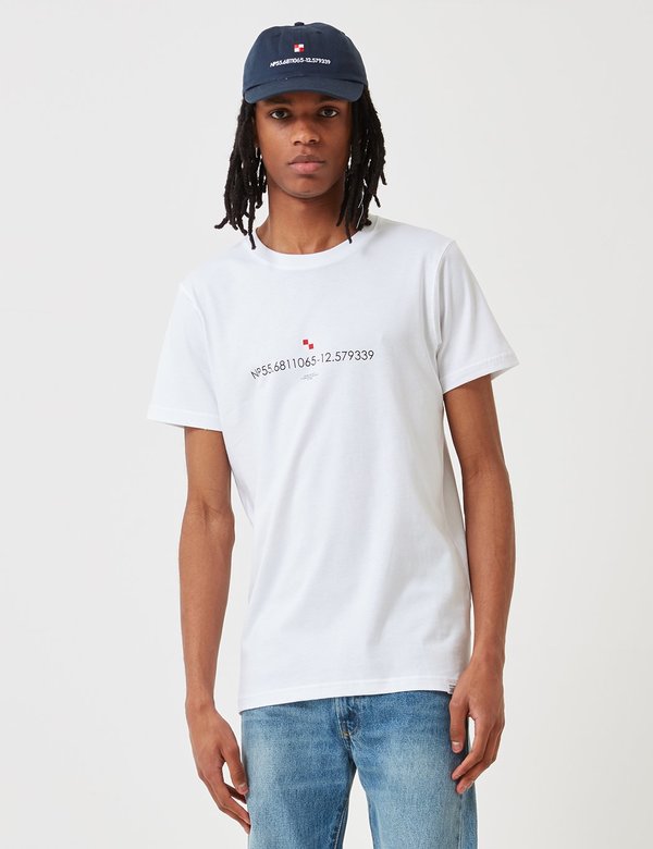 Norse Projects Niels Coordinates Logo T-Shirt - White Norse Projects Niels Coordinates Logo T-Shirt - White