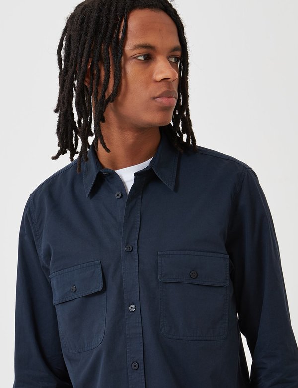 Norse Projects Villads Light Twill Overshirt - Dark Navy Blue Norse Projects Villads Light Twill Overshirt - Dark Navy Blue