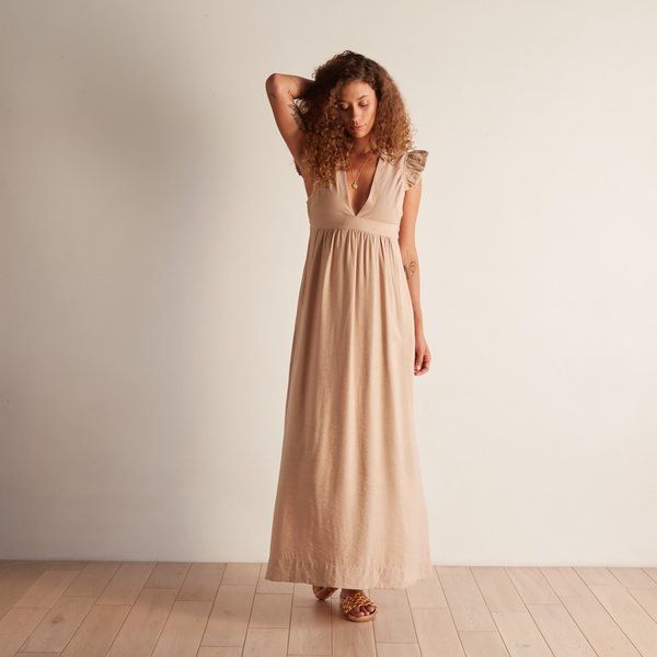 The Odells Flutter Sleeve Dress - Sabbia The Odells Flutter Sleeve Dress - Sabbia