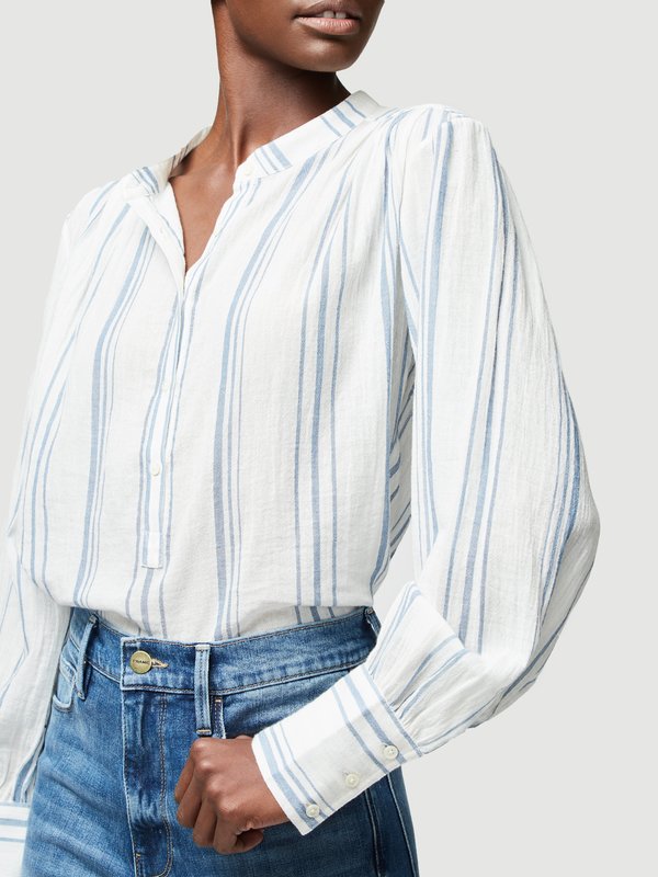 FRAME Denim Button Up Gauze Top - White/Multi FRAME Denim Button Up Gauze Top - White/Multi
