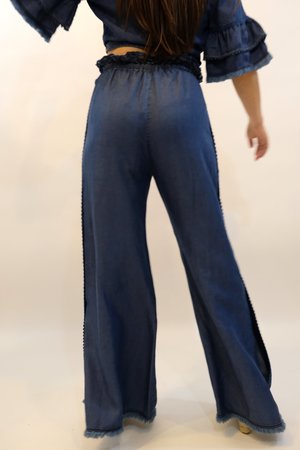 JONATHAN SIMKHAI Washed Denim Side Snap Pant - Indigo JONATHAN SIMKHAI Washed Denim Side Snap Pant - Indigo