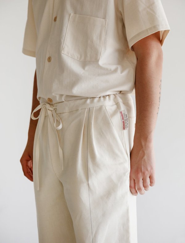 Frank Leder Bedsheet Drawstring Pants - Blue Stripe | Garmentory