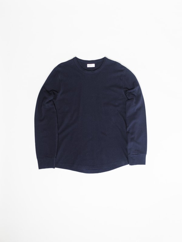 Universal Works Long Sleeve Waffle Crew - Navy Universal Works Long Sleeve Waffle Crew - Navy