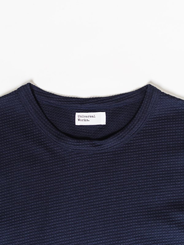 Universal Works Long Sleeve Waffle Crew - Navy Universal Works Long Sleeve Waffle Crew - Navy