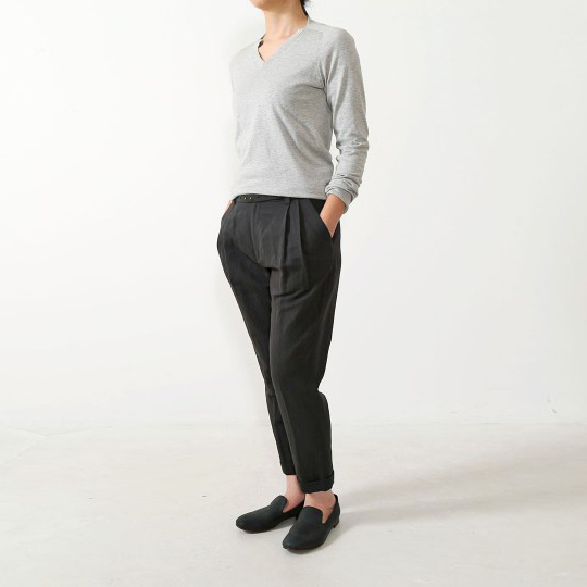 Evam Eva cotton turn-back pant - black Evam Eva cotton turn-back pant - black