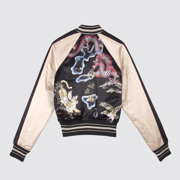 RRL Reversible Satin Tour Jacket スーベニア RRL Reversible Tour Jacket - Black/Cream | Garmentory
