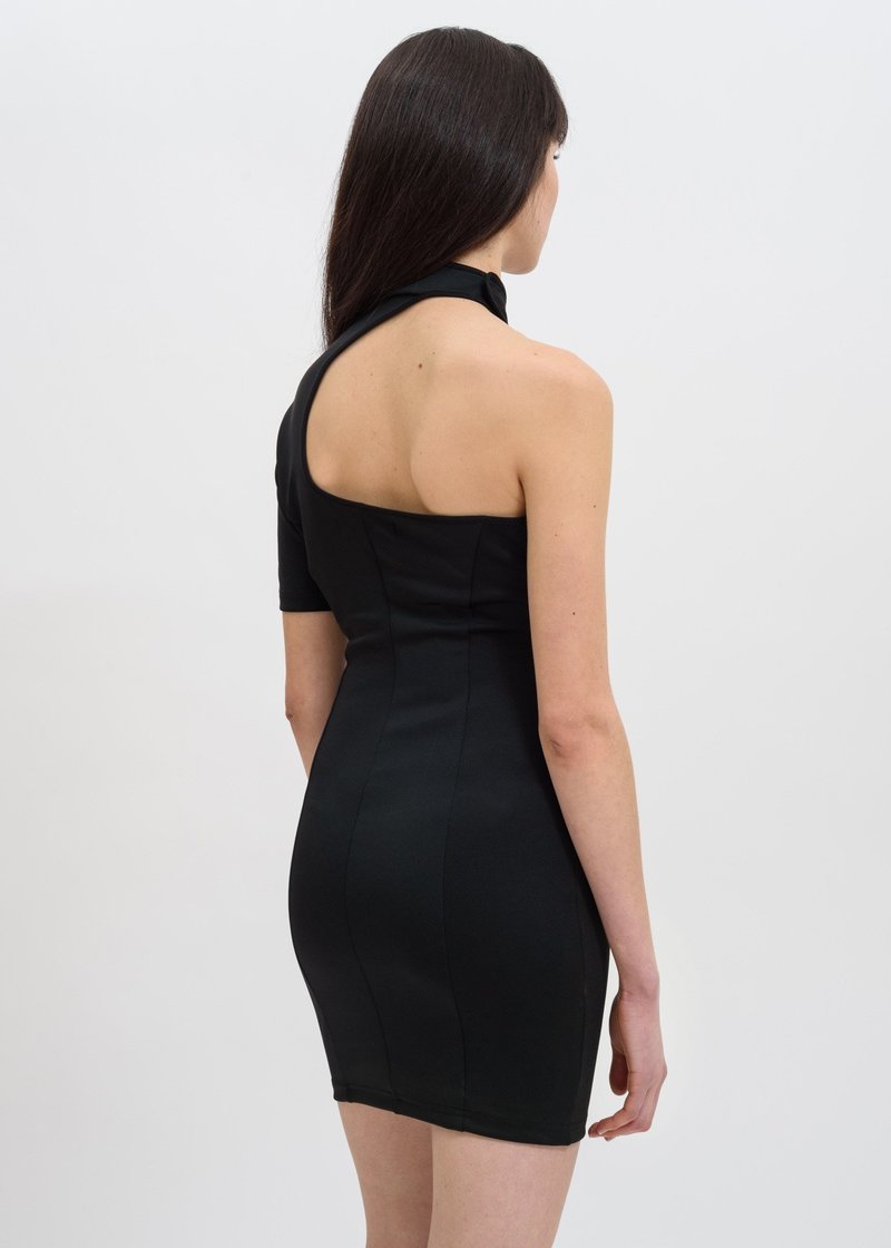 Hyein Seo Asymmetric Dress with Metal Logo - Black | Garmentory