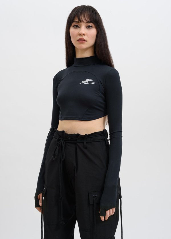 Hyein Seo Reflective Long Sleeve Crop Top - Black | Garmentory