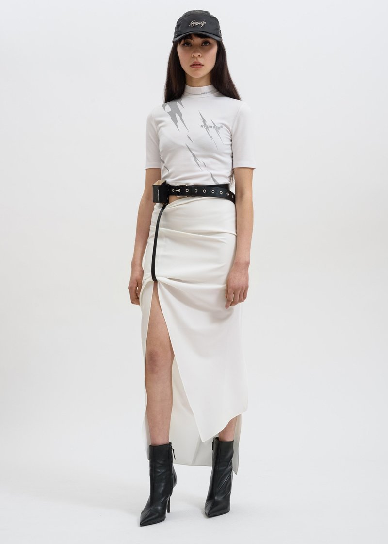 Hyein Seo Skirt with Leather Belt - White | Garmentory